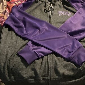 TCU Hooded Purple and Gray Zip-Up Fleece Jacket